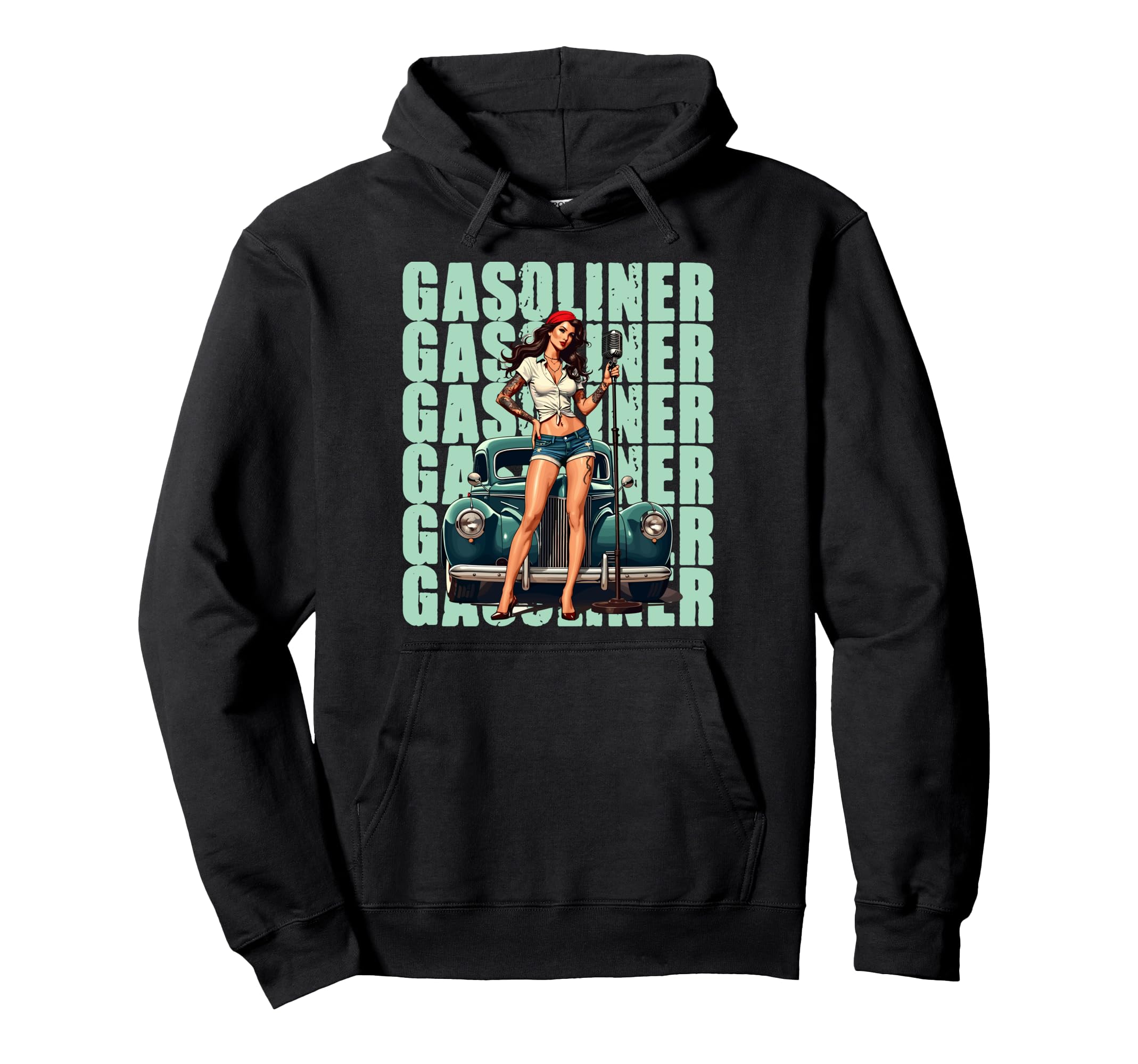 Gasoline Car Pin Up Hoodie - Novelty Apparel Unisex - T-Shirt, Sweatshirt, Hoodie