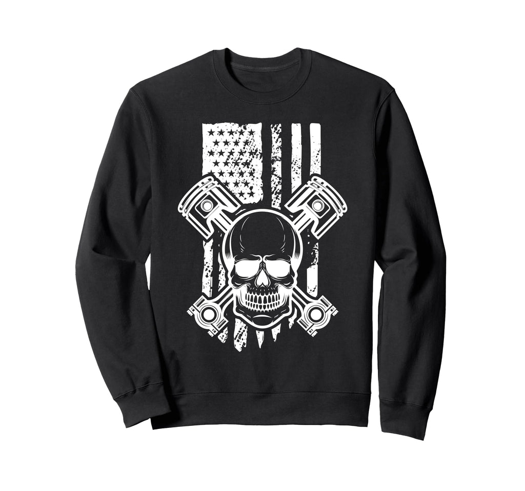 Usa Flag Motorcycle Gift Bikers Sweatshirt - Graphic Print Unisex - T-Shirt, Sweatshirt, Hoodie