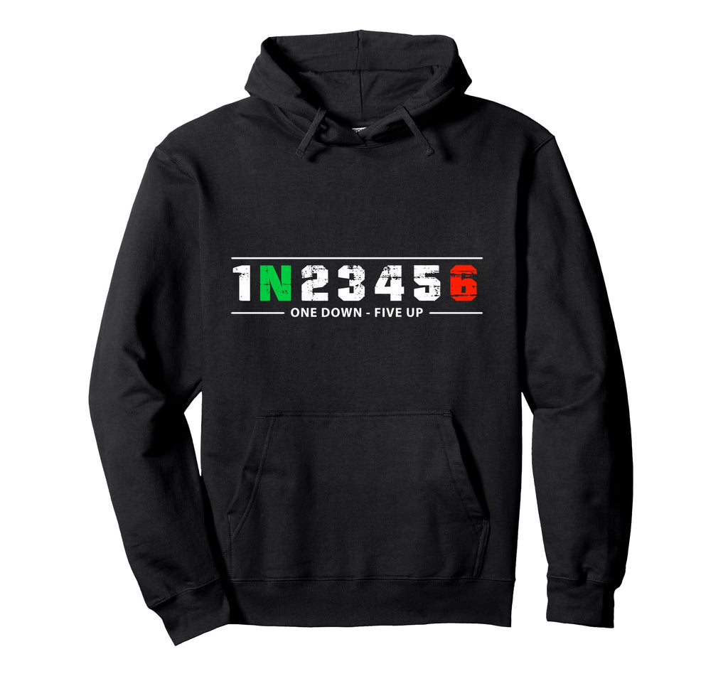 1N23456 Motorcycle Shift Biker Hoodie - Minimalist Print Men Women - T-Shirt, Sweatshirt, Hoodie