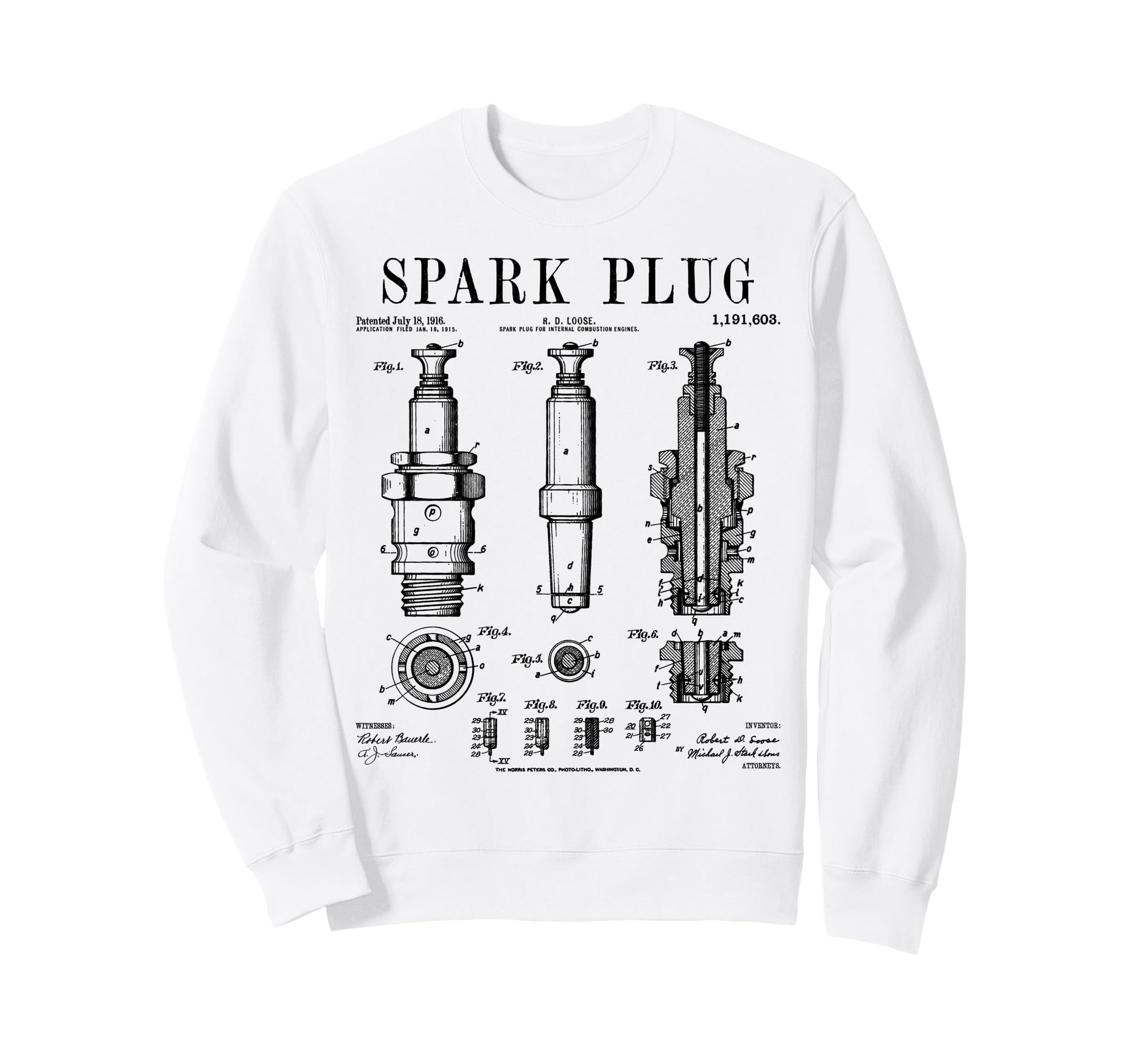 Spark Plug Car Motorcycle Sweatshirt - Casual Everyday Wear for Adults - T-Shirt, Sweatshirt, Hoodie