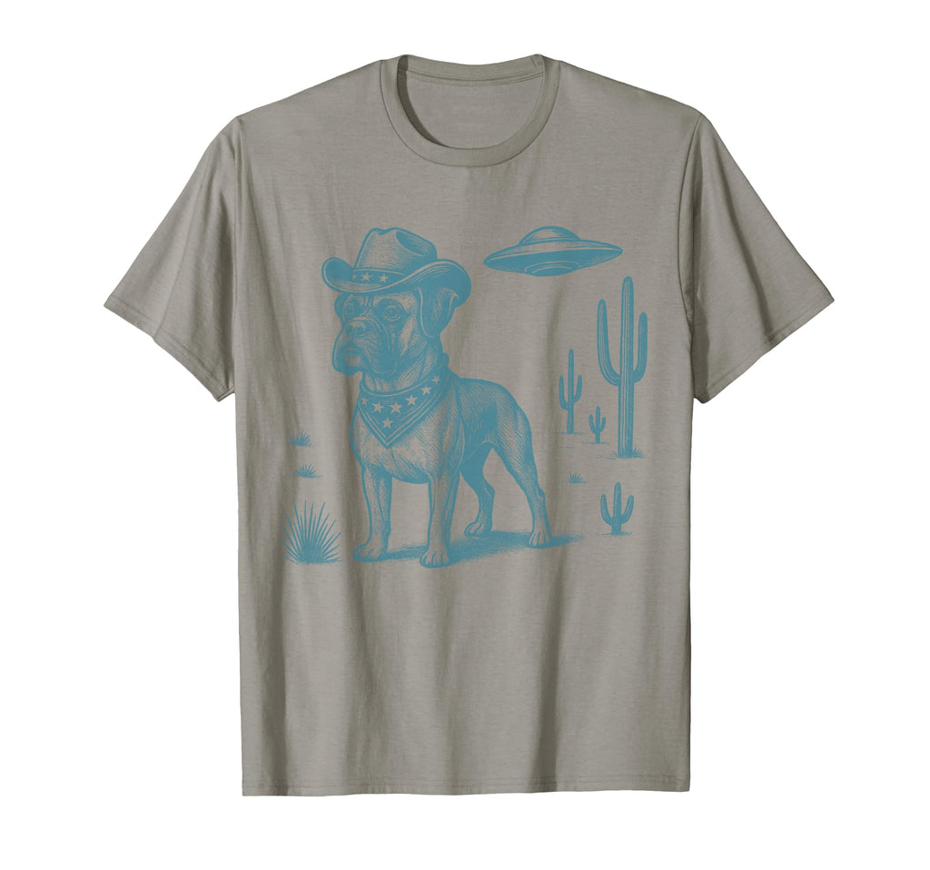 Boxer Cowboy Ufo Western Country Dog T-Shirt - Unique Graphic for Adults - T-Shirt, Sweatshirt, Hoodie