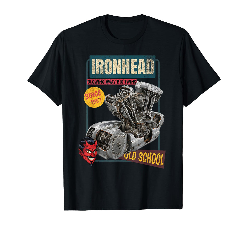 Ironhead Old School Motorcycle Engine T-Shirt - Streetwear Style Unisex - T-Shirt, Sweatshirt, Hoodie