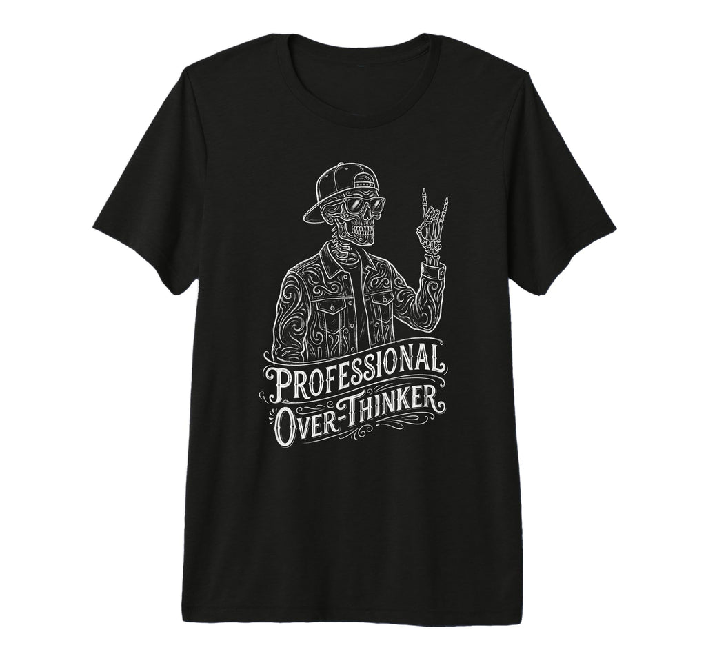 Professional Overthinker Skeleton T-Shirt - Novelty Apparel for Adults - T-Shirt, Sweatshirt, Hoodie