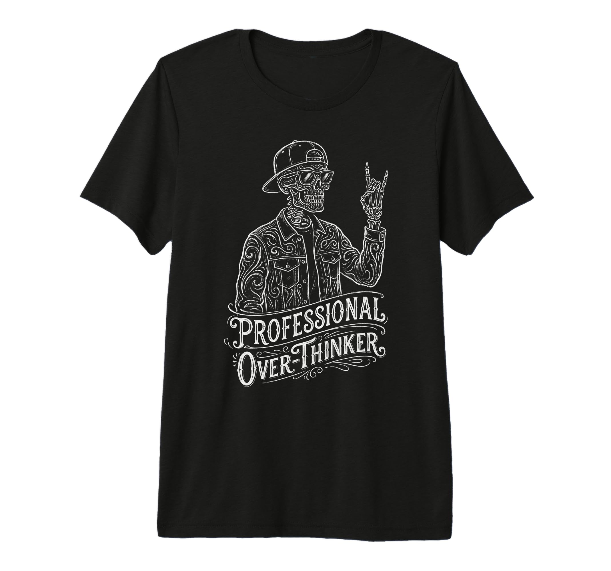 Professional Overthinker Skeleton T-Shirt - Novelty Apparel for Adults - T-Shirt, Sweatshirt, Hoodie