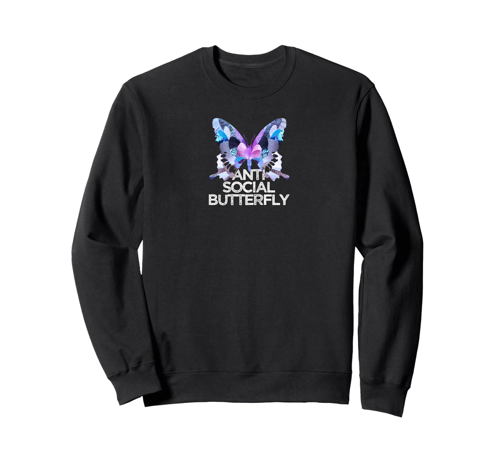 Funny Anti Social Butterfly Collage Sweatshirt - Novelty Apparel Unisex - T-Shirt, Sweatshirt, Hoodie