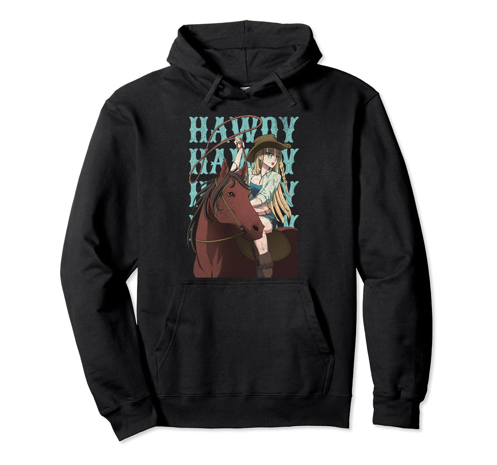 Anime Manga Cowgirl Horse Lover Japan Hoodie - Minimalist Print Unisex - T-Shirt, Sweatshirt, Hoodie