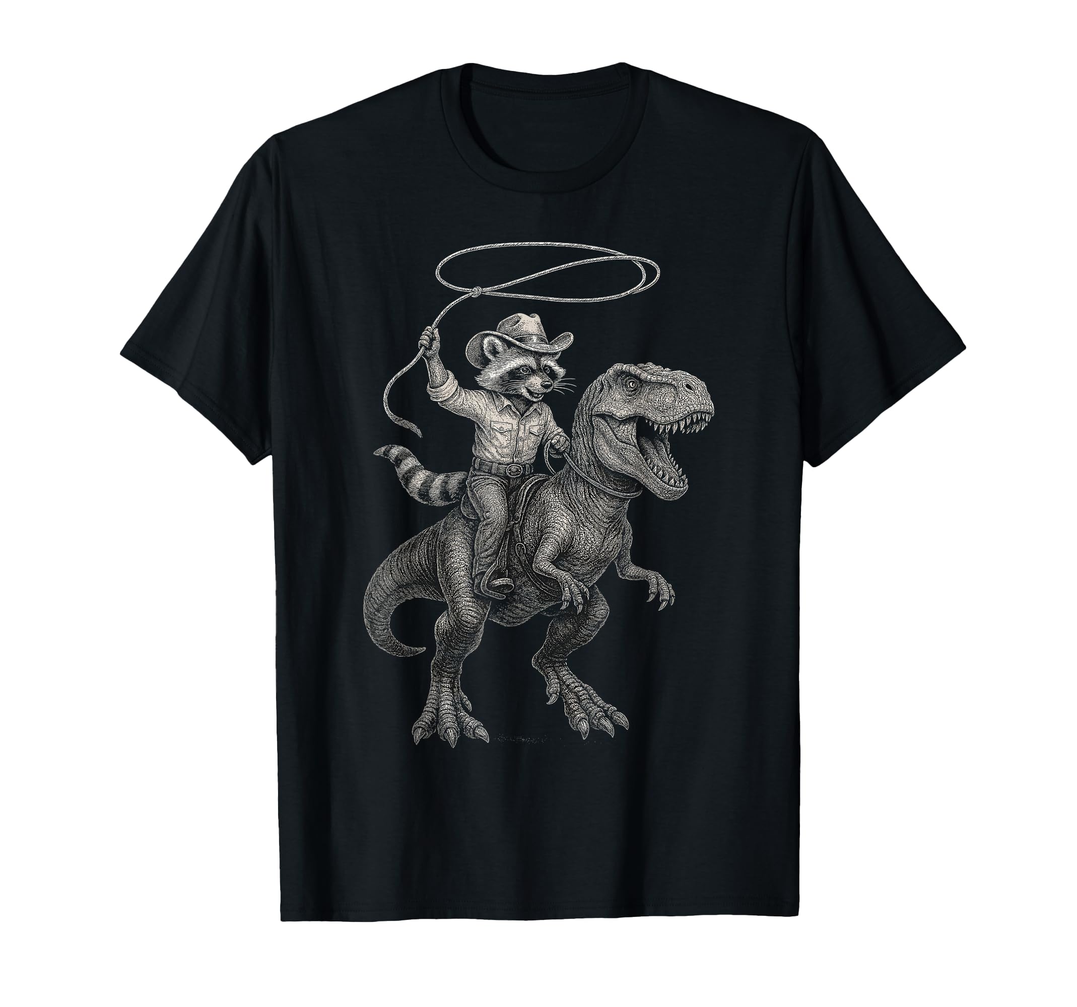 Raccoon Cowboy Western Trash Panda T-Shirt - Aesthetic Graphic for Adults - T-Shirt, Sweatshirt, Hoodie