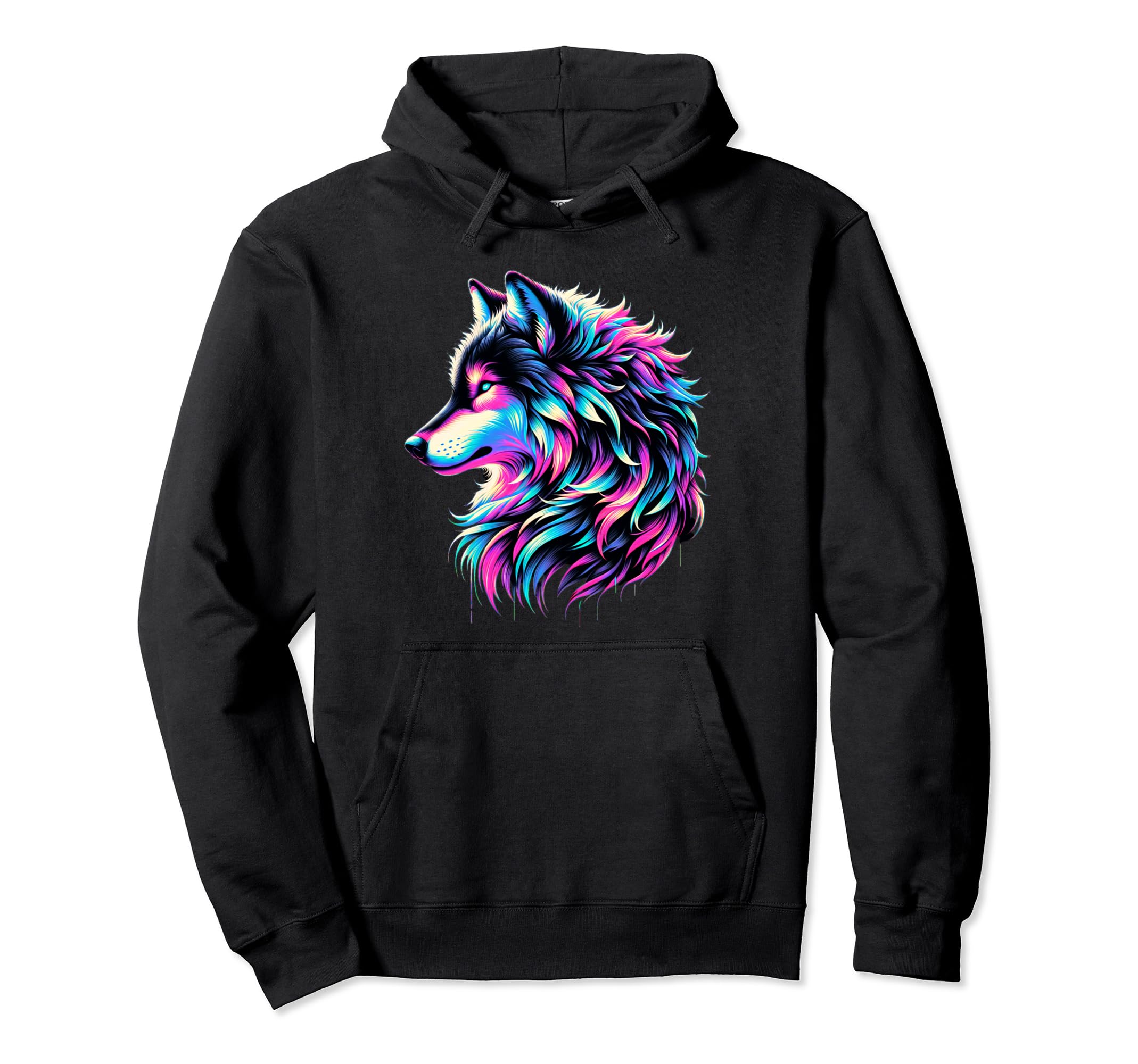 Wolf Vaporwave Aesthetic 80S 90S Synthwave Hoodie - Novelty Apparel Unisex - T-Shirt, Sweatshirt, Hoodie