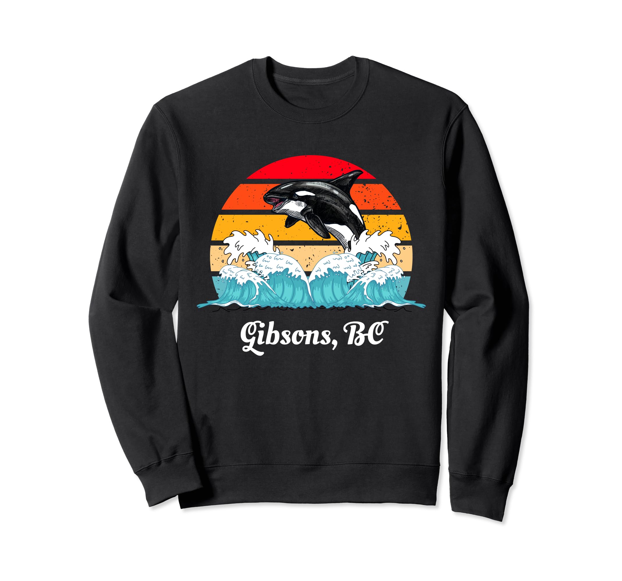 Gibsons Bc Distressed Orca Killer Sweatshirt - Custom Art Print Unisex - T-Shirt, Sweatshirt, Hoodie