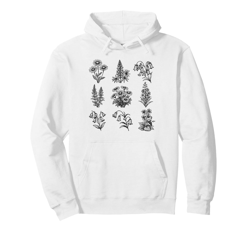 Wild Flowers Blue Fine Line Hoodie - Casual Everyday Wear Men Women - T-Shirt, Sweatshirt, Hoodie