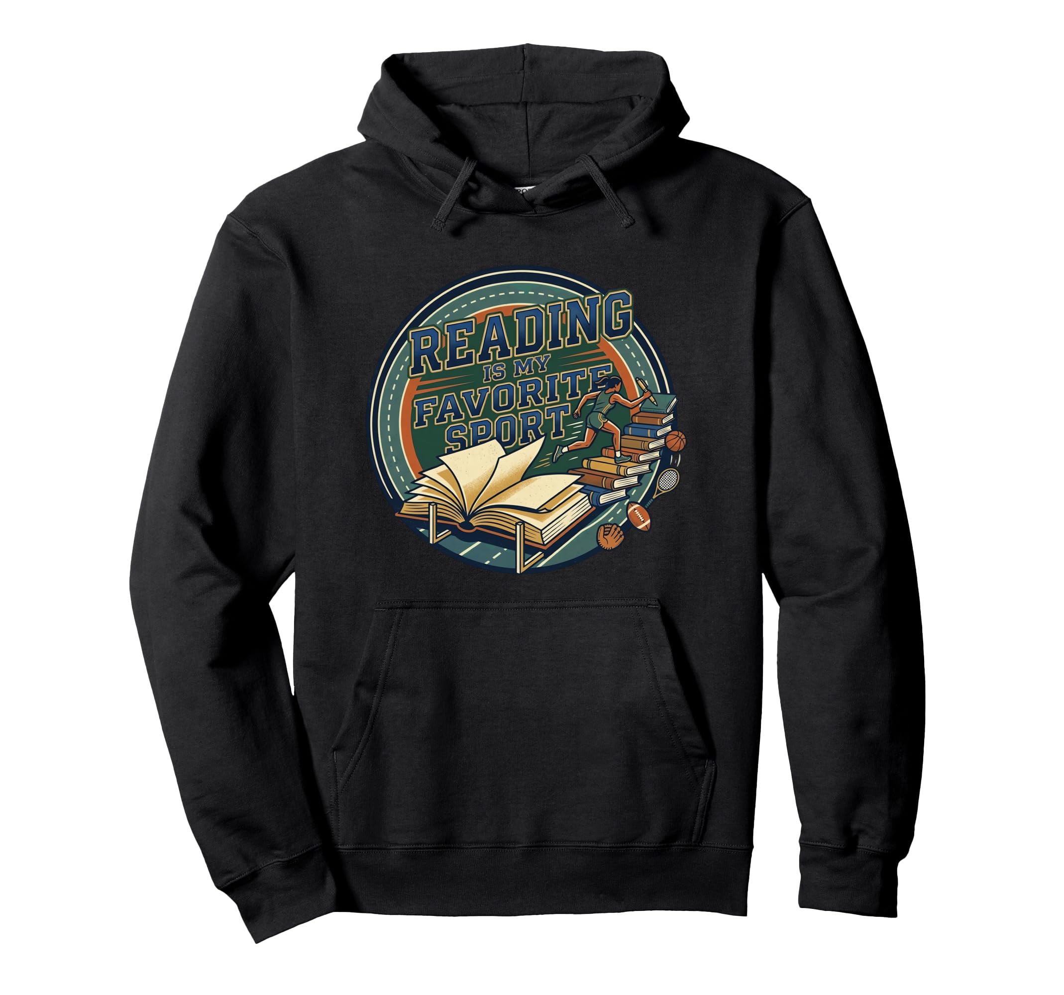 Reading Is My Favorite Sport Varsity Hoodie - Aesthetic Graphic Men Women - T-Shirt, Sweatshirt, Hoodie