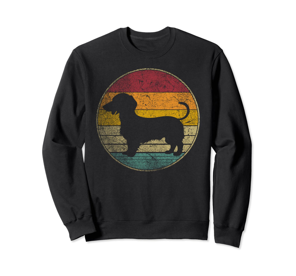 Dachshund Dog Silhouette 70S Sweatshirt - Casual Everyday Wear Men Women - T-Shirt, Sweatshirt, Hoodie