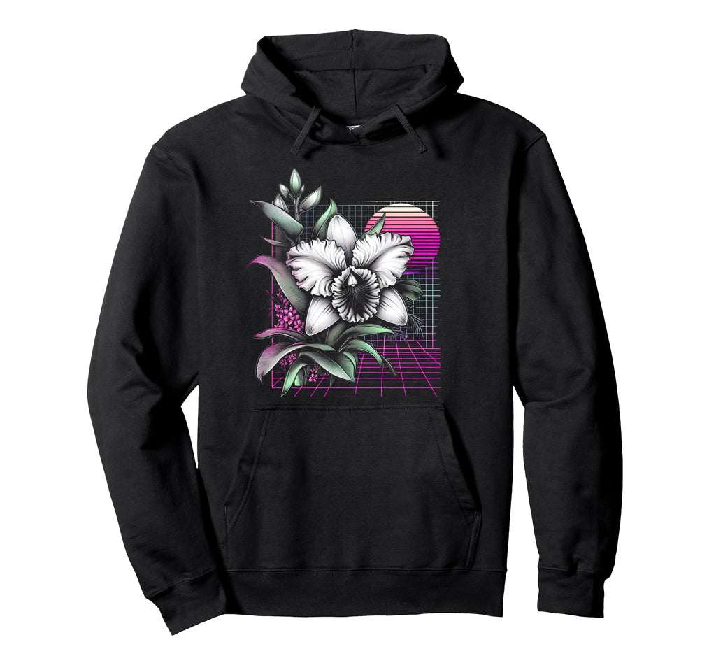 Cattleya Orchid Vaporwave Aesthetic 80S Hoodie - Unique Graphic Men Women - T-Shirt, Sweatshirt, Hoodie