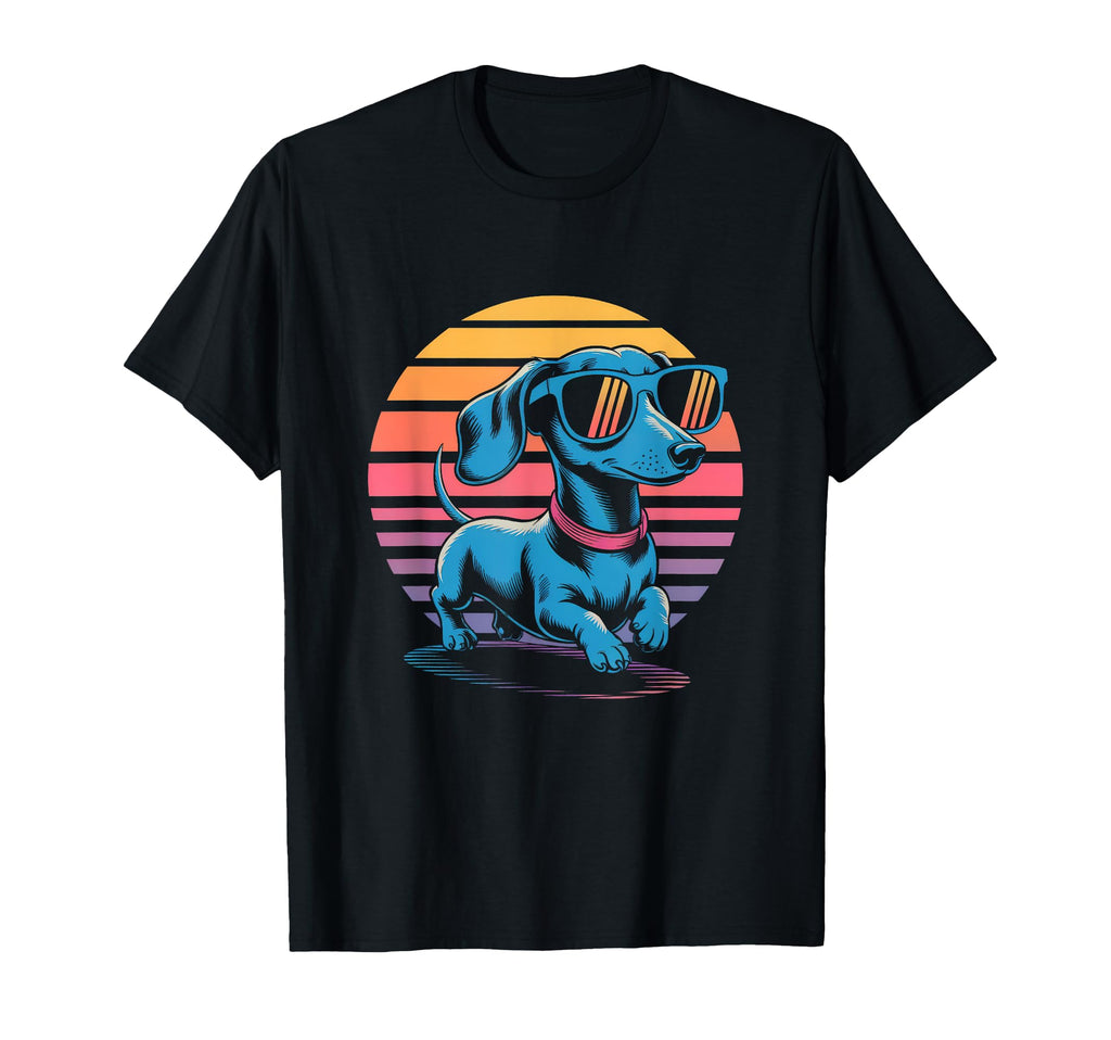 Dachshund Dog Sunglasses 80S Vaporwave T-Shirt - Trendy Graphic for Adults - T-Shirt, Sweatshirt, Hoodie