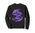 Synthwave Tropical Palm Island Sunset Sweatshirt - Novelty Apparel Unisex - T-Shirt, Sweatshirt, Hoodie