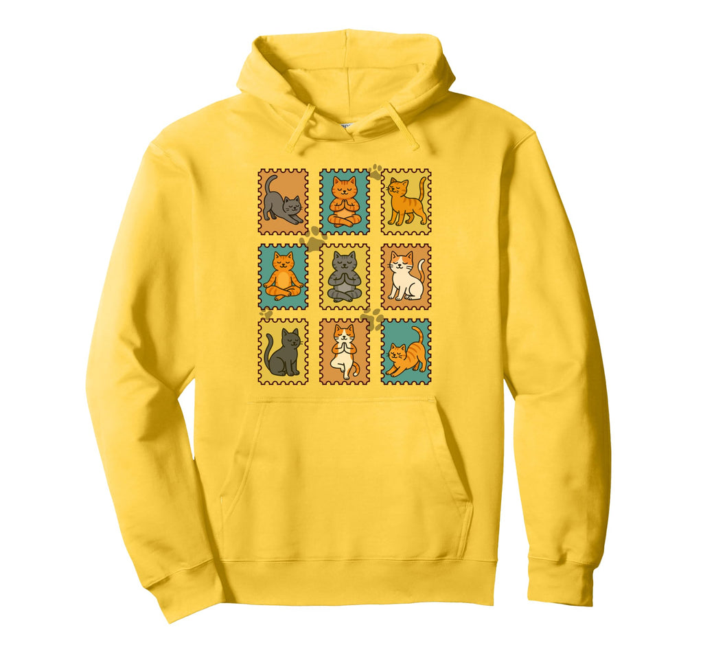 Yoga Cats Postage Stamp Practicing Hoodie - Streetwear Style Men Women - T-Shirt, Sweatshirt, Hoodie