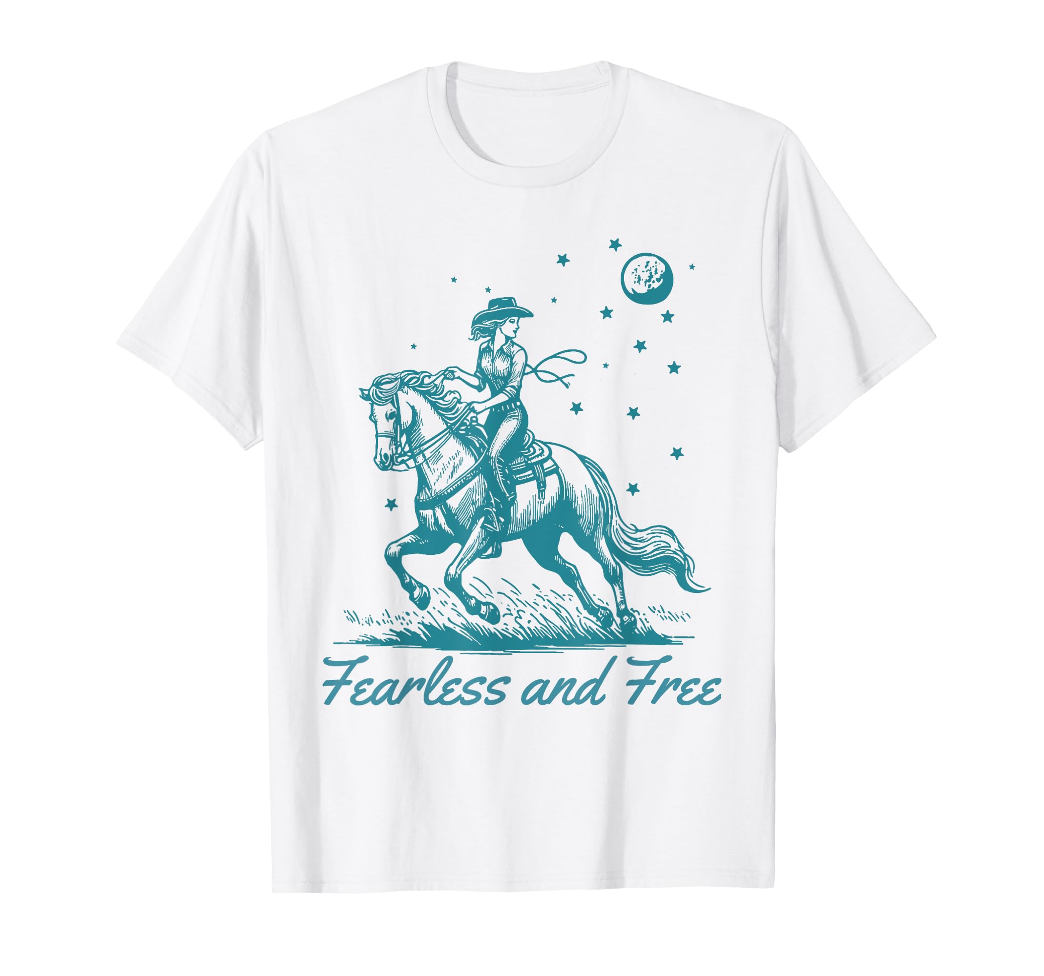 Cowgirl Western Fearless And Free Teal T-Shirt - Unique Graphic Men Women - T-Shirt, Sweatshirt, Hoodie