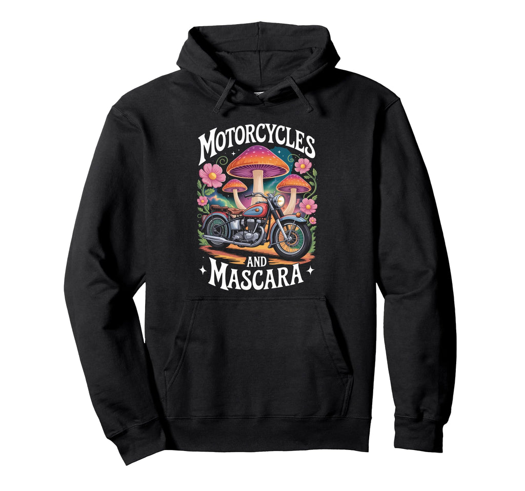 Funny Biker Riding Motorcycles Mascara Hoodie - Minimalist Print Men Women - T-Shirt, Sweatshirt, Hoodie
