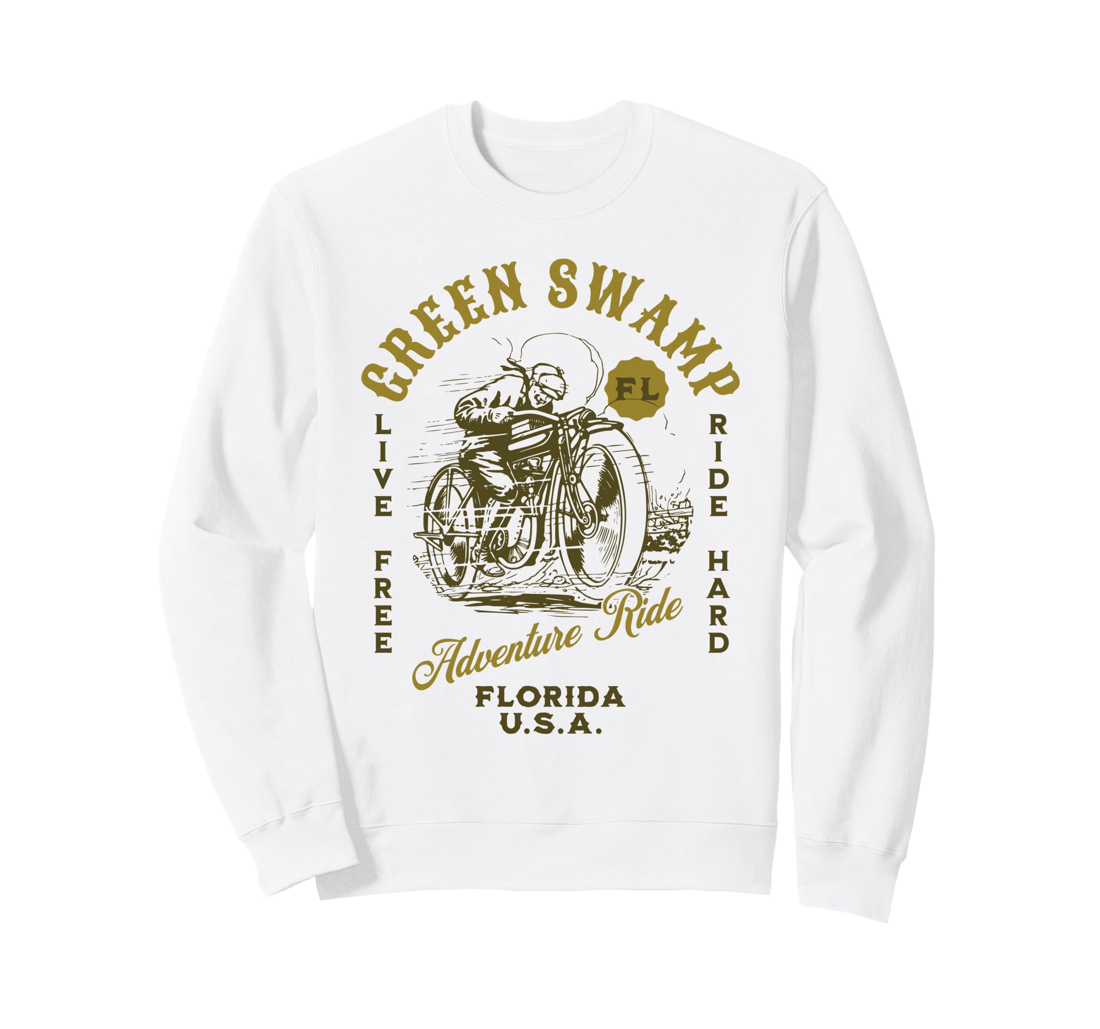 Green Swamp Florida Motorcycle Sweatshirt - Aesthetic Graphic for Adults - T-Shirt, Sweatshirt, Hoodie