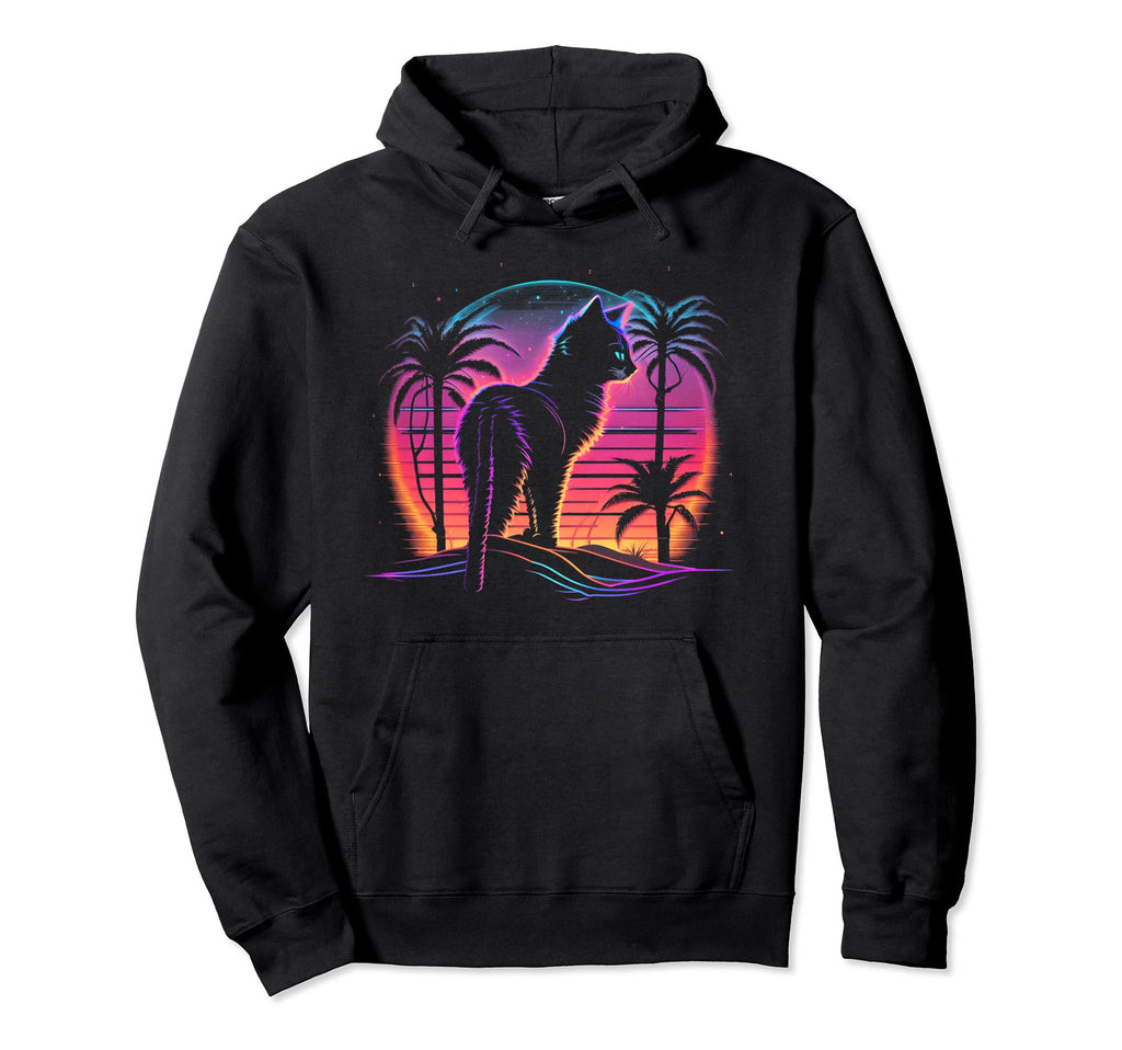 Cat Vaporwave Retrowave Aesthetic Hoodie - Unique Graphic Men Women - T-Shirt, Sweatshirt, Hoodie