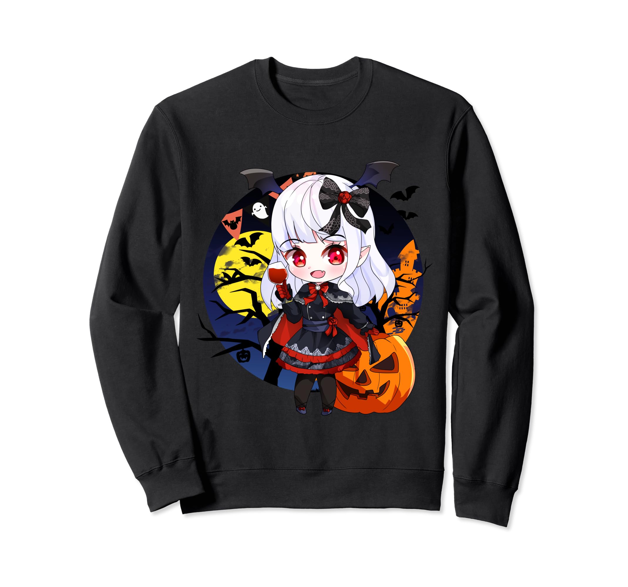 Halloween Chibi Anime Sexy Pinup Sweatshirt - Aesthetic Graphic Unisex - T-Shirt, Sweatshirt, Hoodie