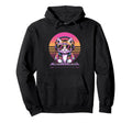 Synthwave Dj Cat Headphones Hoodie - Fun Novelty Design for Adults - T-Shirt, Sweatshirt, Hoodie