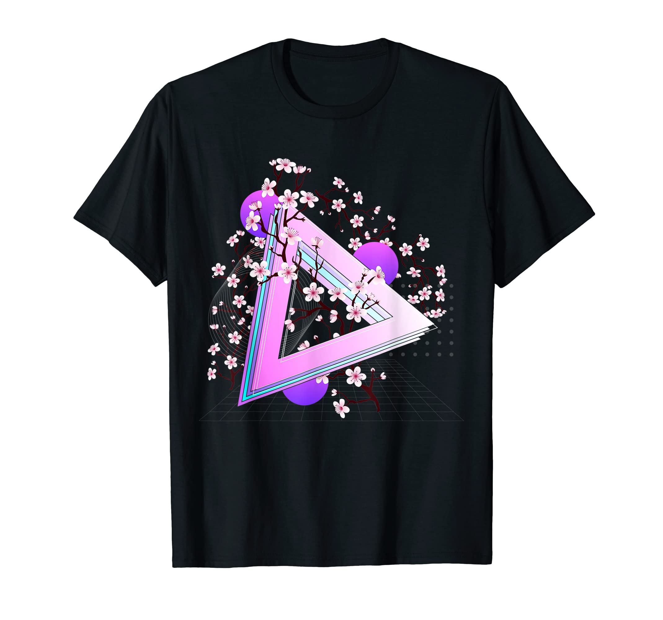 80S Synthwave Sakura Flower Japan T-Shirt - Graphic Print for Adults - T-Shirt, Sweatshirt, Hoodie