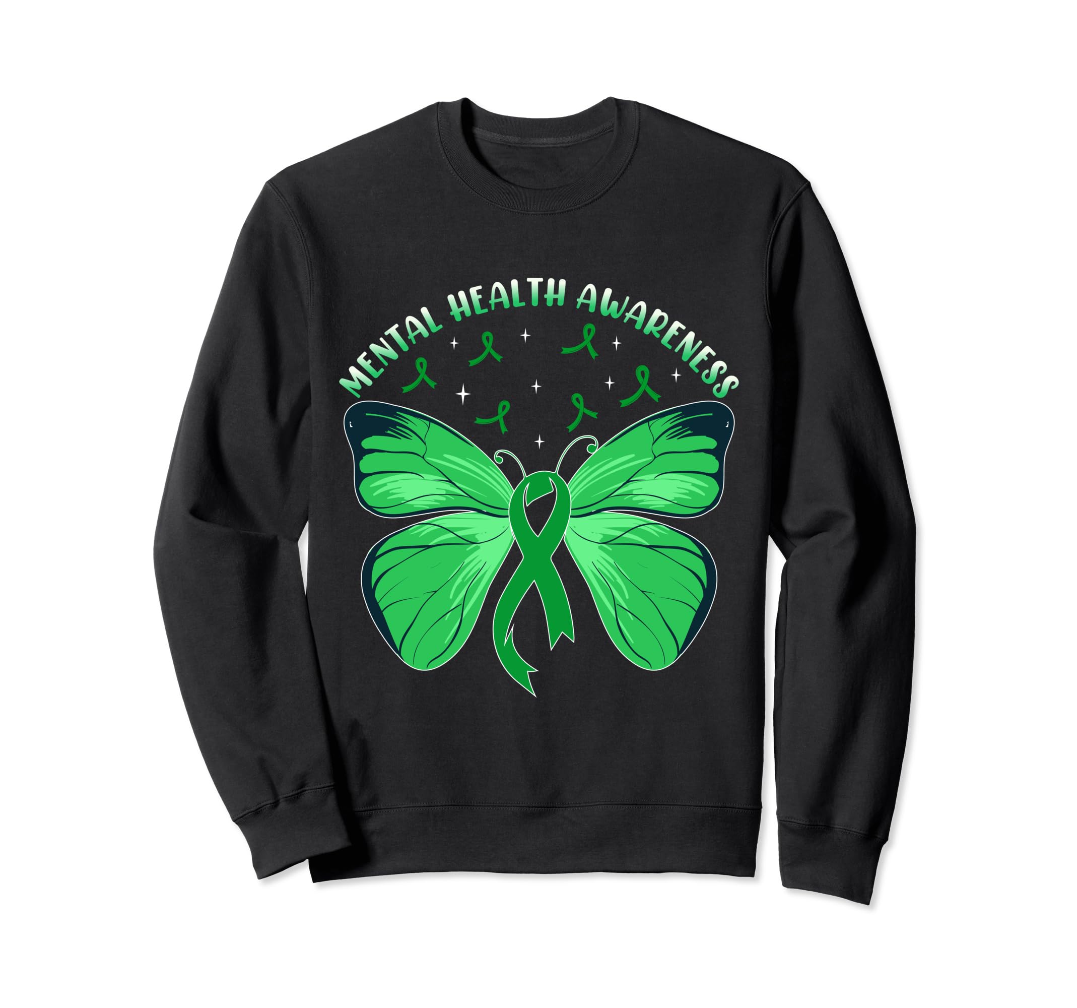 Butterfly Ribbon Mental Health Sweatshirt - Aesthetic Graphic for Adults - T-Shirt, Sweatshirt, Hoodie