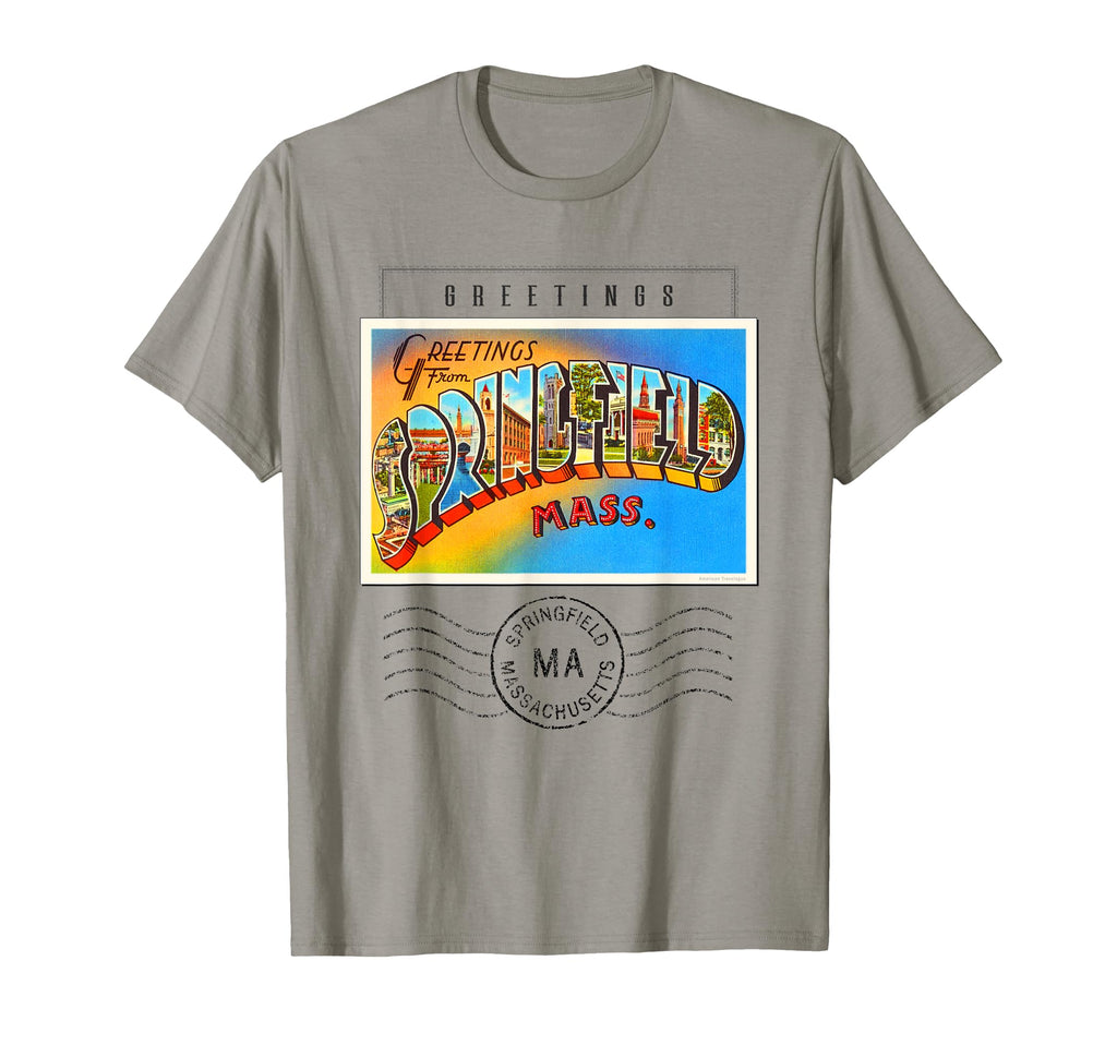 Springfield Postcard Massachusetts Ma T-Shirt - Minimalist Print Men Women - T-Shirt, Sweatshirt, Hoodie