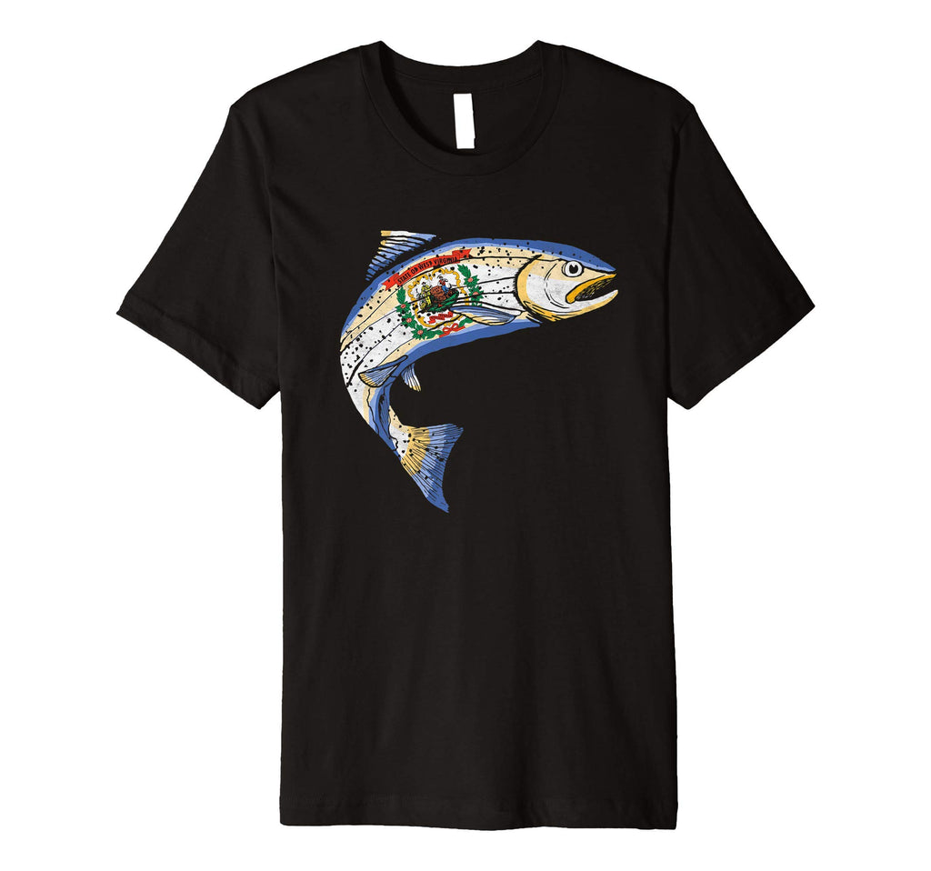 West Virginia Flag Trout Fly Fishing T-Shirt - Custom Art Print Unisex - T-Shirt, Sweatshirt, Hoodie