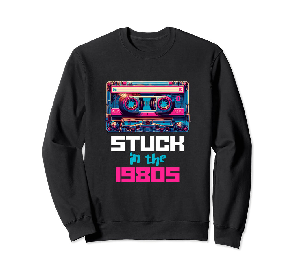 Stuck 80S Synthwave Aesthetic Dj Sweatshirt - Custom Art Print Unisex - T-Shirt, Sweatshirt, Hoodie