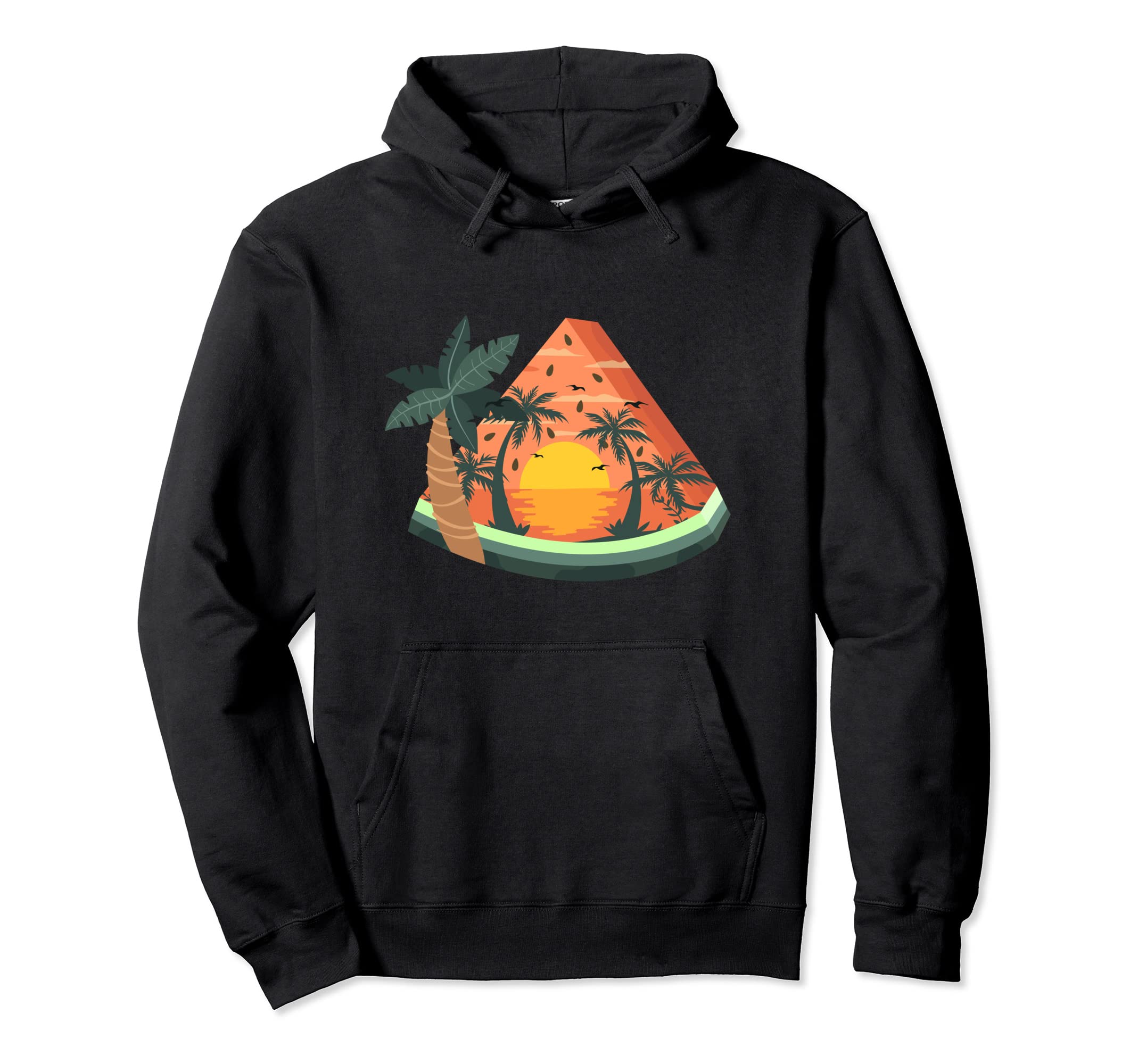 Slice Summer Watermelon Sunset Funny Hoodie - Casual Everyday Wear Unisex - T-Shirt, Sweatshirt, Hoodie
