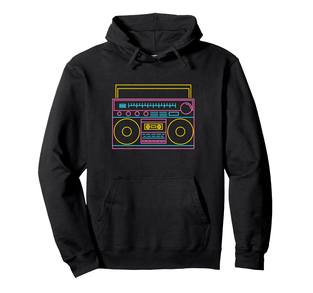 Colorful Boombox Synthwave Music Radio Hoodie - Custom Art Print Men Women - T-Shirt, Sweatshirt, Hoodie