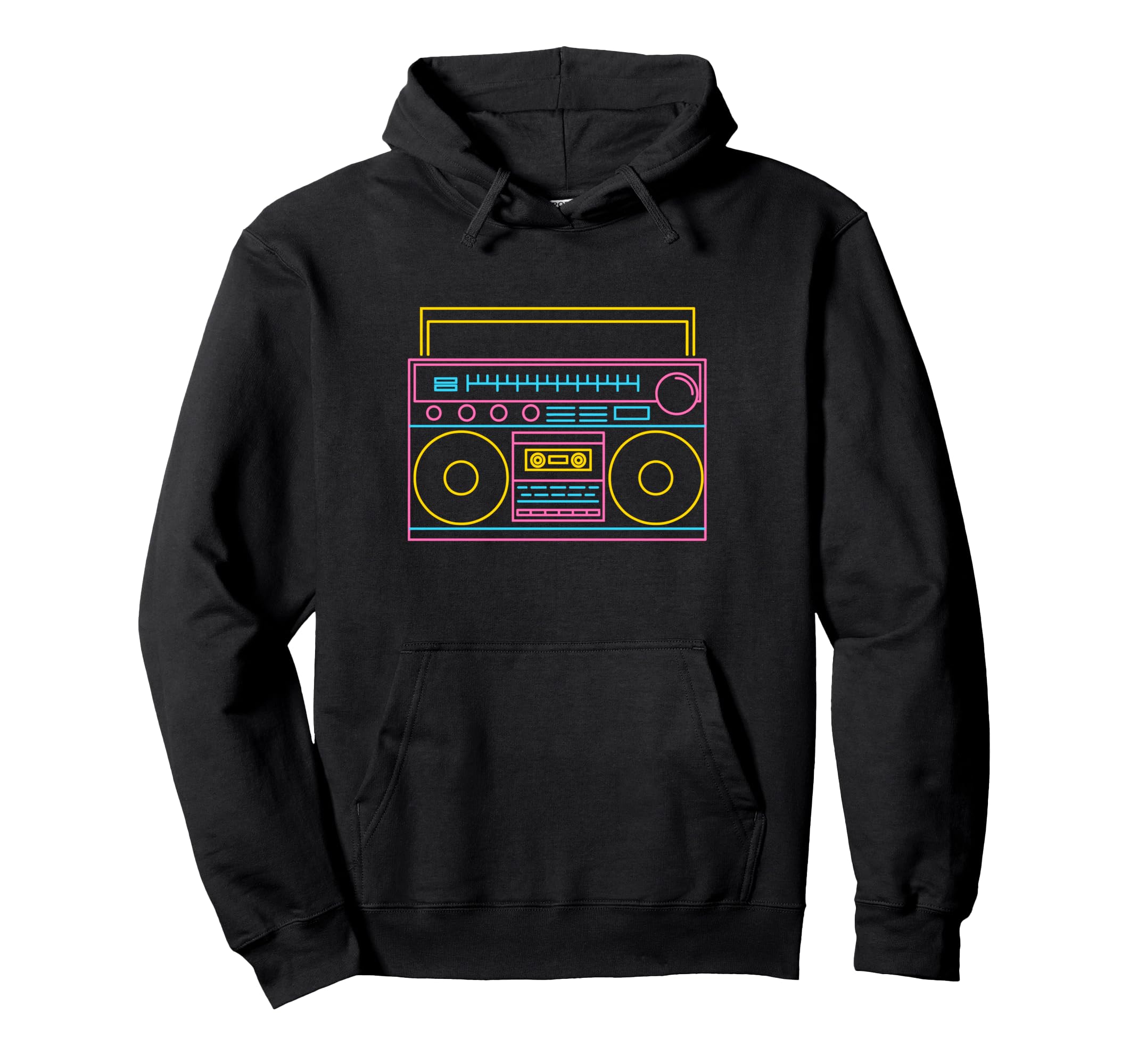 Colorful Boombox Synthwave Music Radio Hoodie - Unique Graphic Unisex - T-Shirt, Sweatshirt, Hoodie