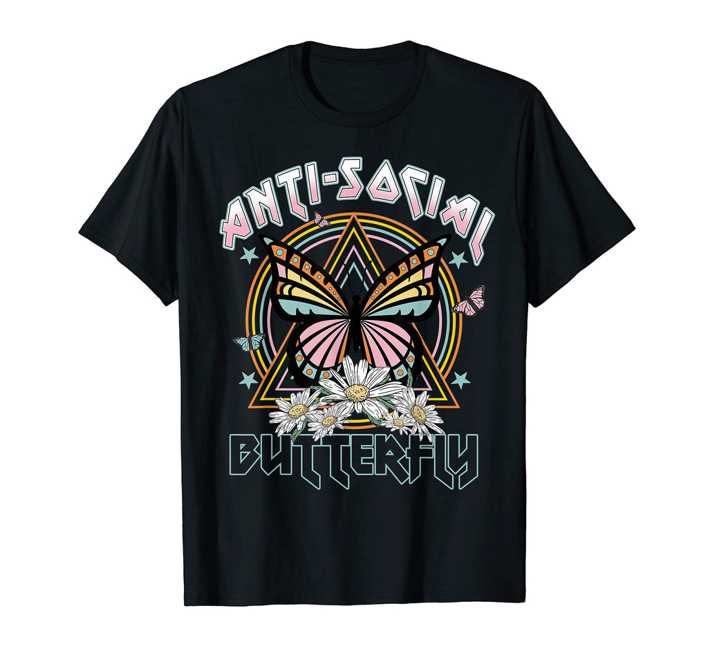 Anti Social Butterfly 80S Introvert Gift T-Shirt - Unique Graphic Men Women - T-Shirt, Sweatshirt, Hoodie