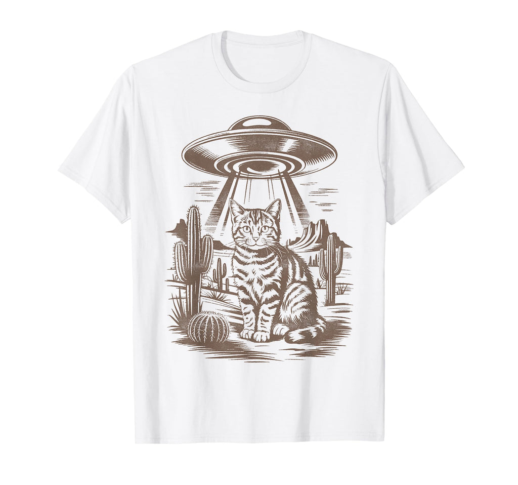 Funny Cat Western Ufo Cowboy Cat T-Shirt - Unique Graphic Men Women - T-Shirt, Sweatshirt, Hoodie