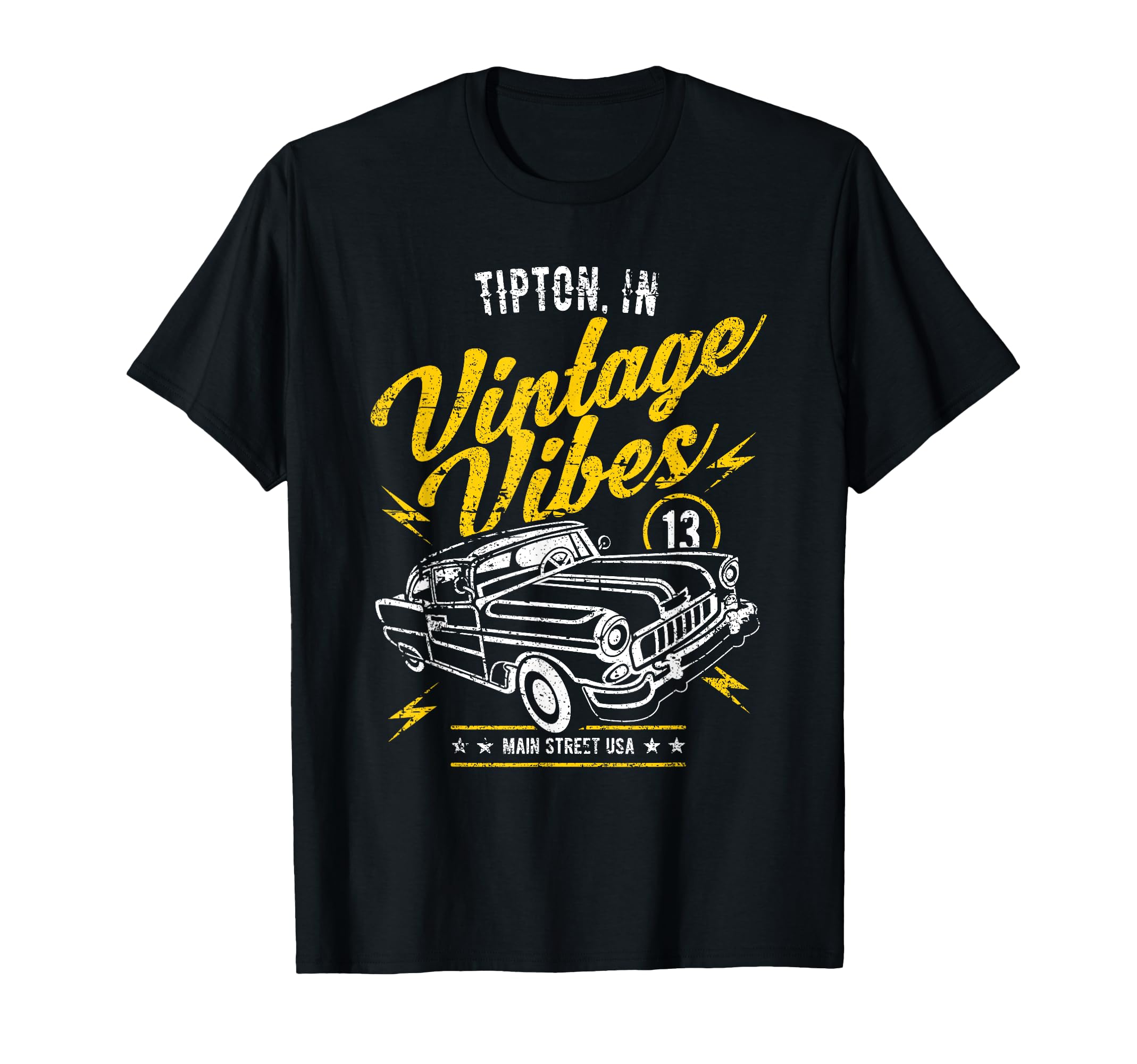 Tipton Usa Vibes Car Distressed T-Shirt - Trendy Graphic for Adults - T-Shirt, Sweatshirt, Hoodie