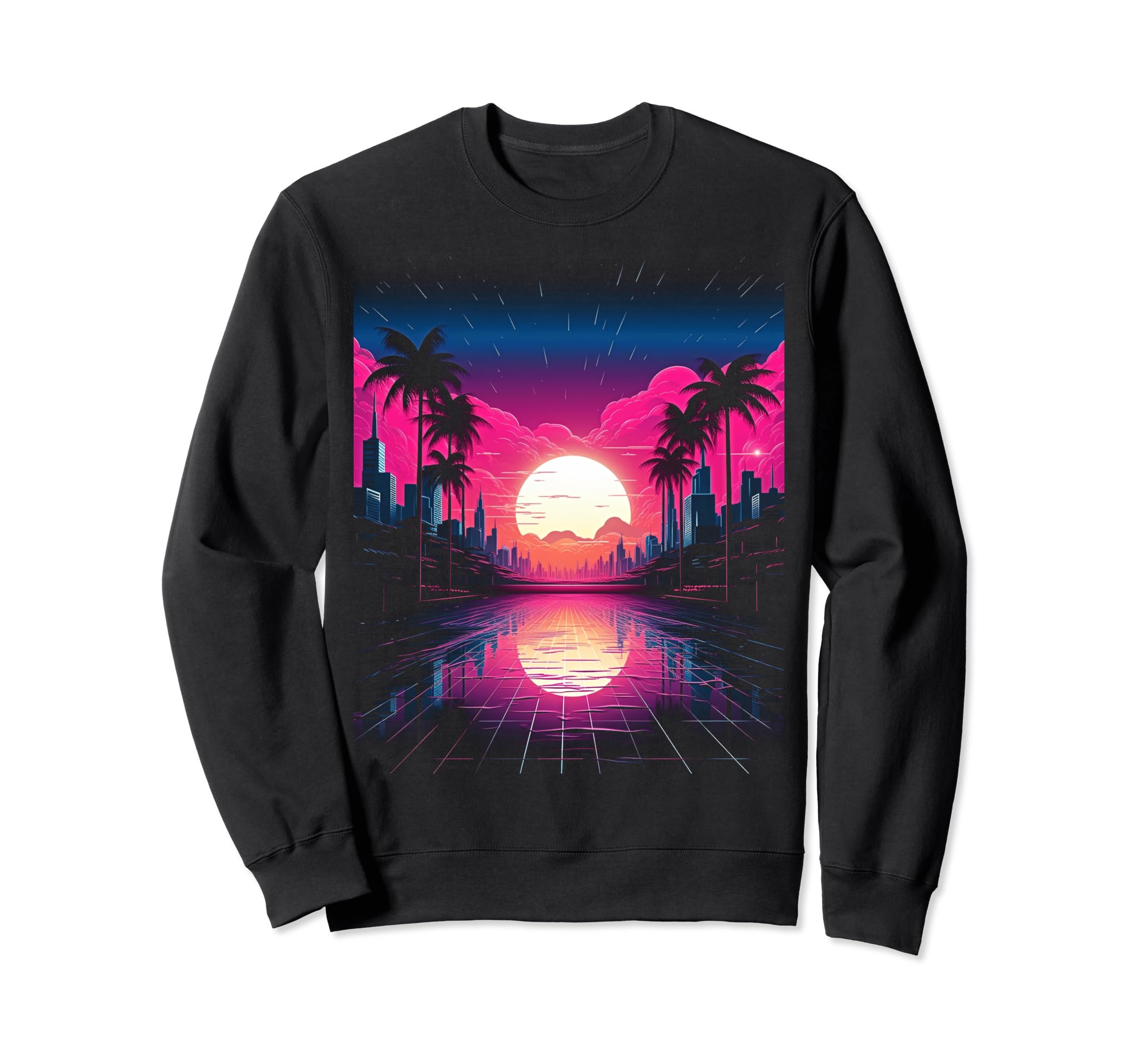 Vaporwave Cityscape 80S Synthwave 6 Sweatshirt - Streetwear Style Unisex - T-Shirt, Sweatshirt, Hoodie