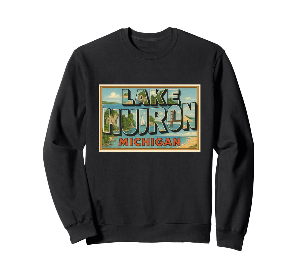 Lake Huron Great Lakes 50S Travel Sweatshirt - Custom Art Print for Adults - T-Shirt, Sweatshirt, Hoodie