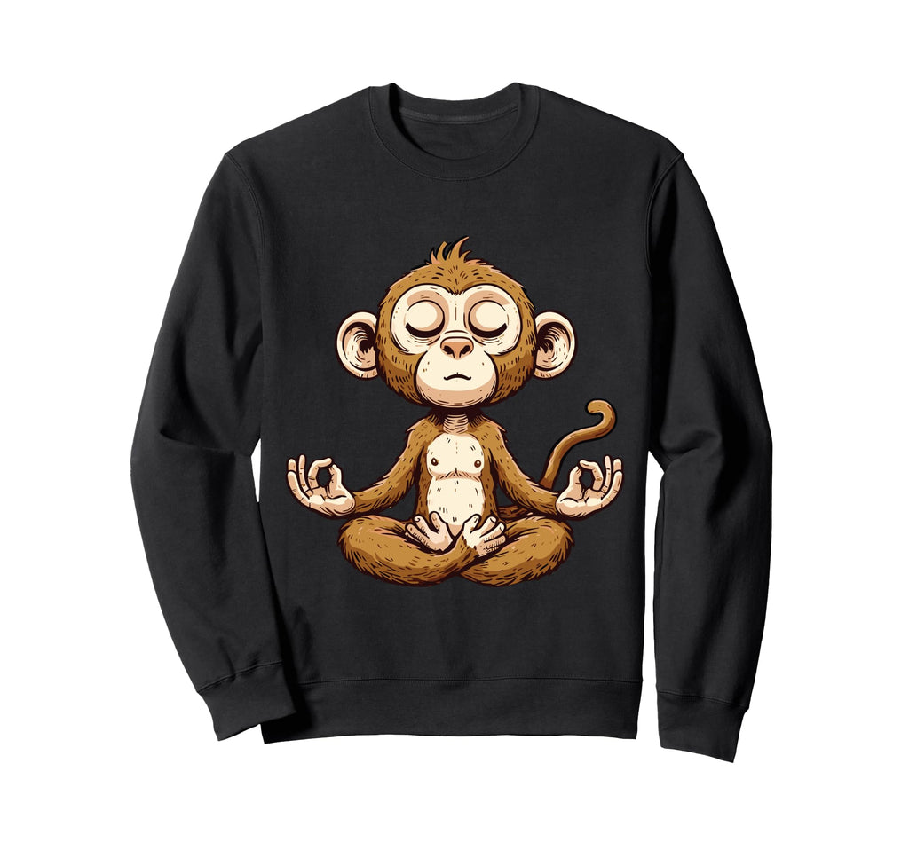 Meditation Monkey Yoga Pose Sweatshirt - Fun Novelty Design Men Women - T-Shirt, Sweatshirt, Hoodie