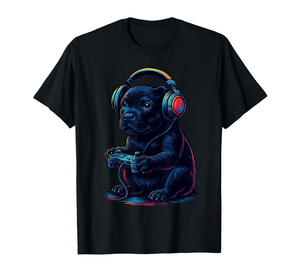 Staffordshire Bull Terrier Gamer T-Shirt - Fun Novelty Design Unisex - T-Shirt, Sweatshirt, Hoodie