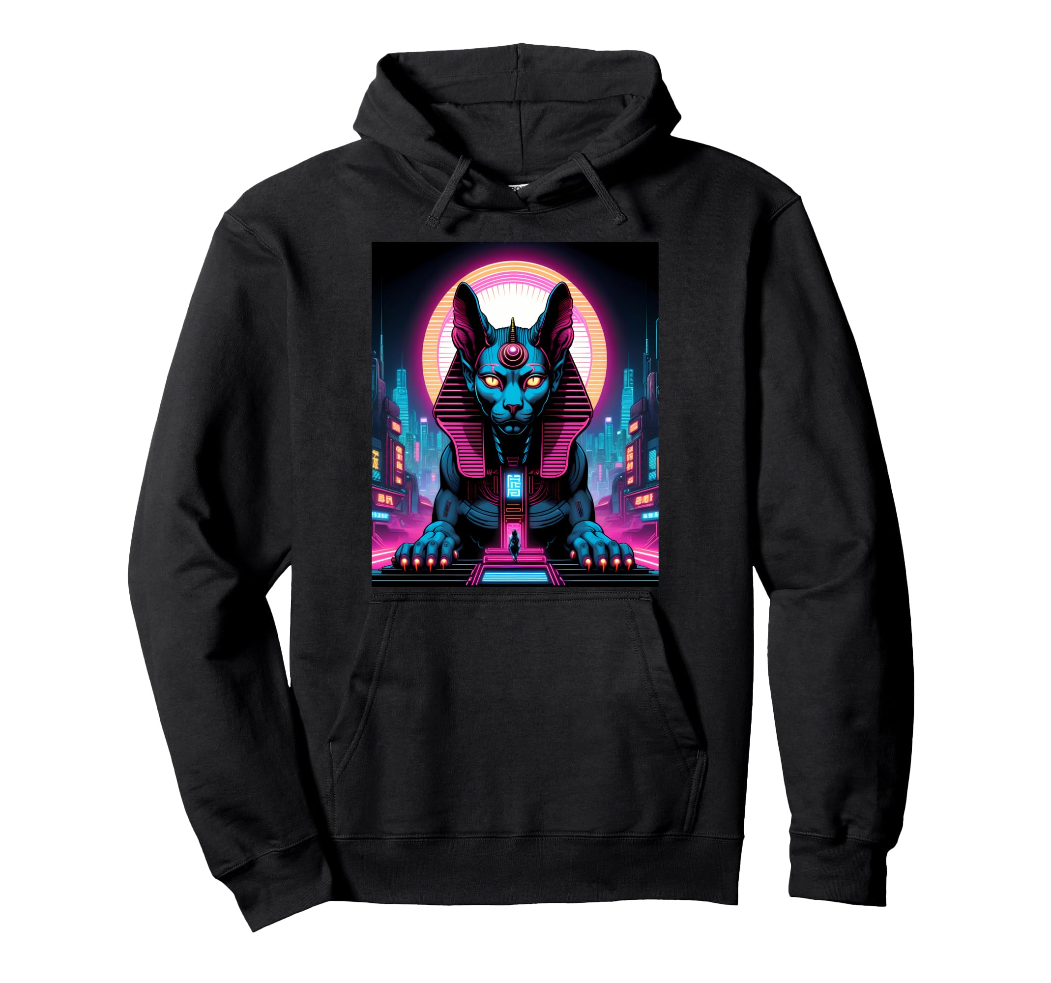 Japanese Vaporwave Sphinx 80S Synthwave Hoodie - Streetwear Style Unisex - T-Shirt, Sweatshirt, Hoodie
