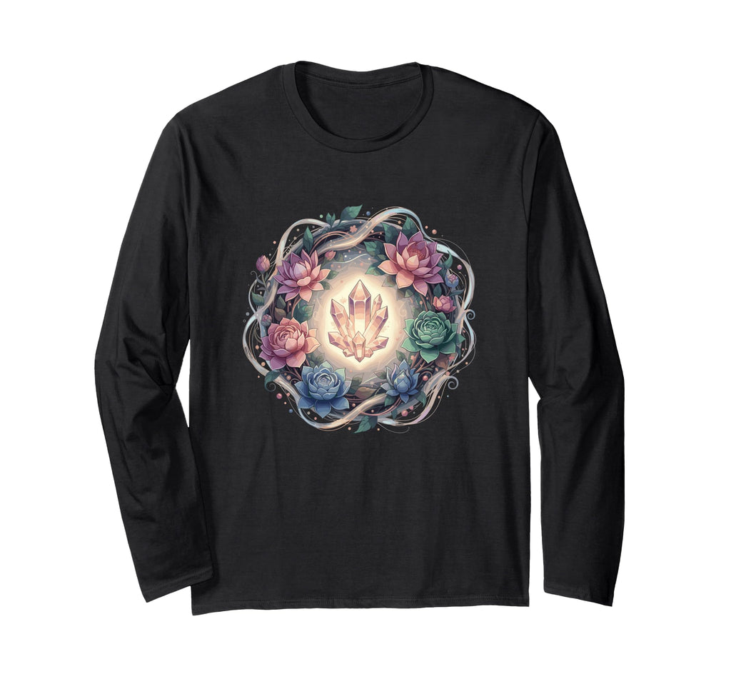 Radiant Healing Crystal Lotus T-Shirt - Aesthetic Graphic Men Women - T-Shirt, Sweatshirt, Hoodie