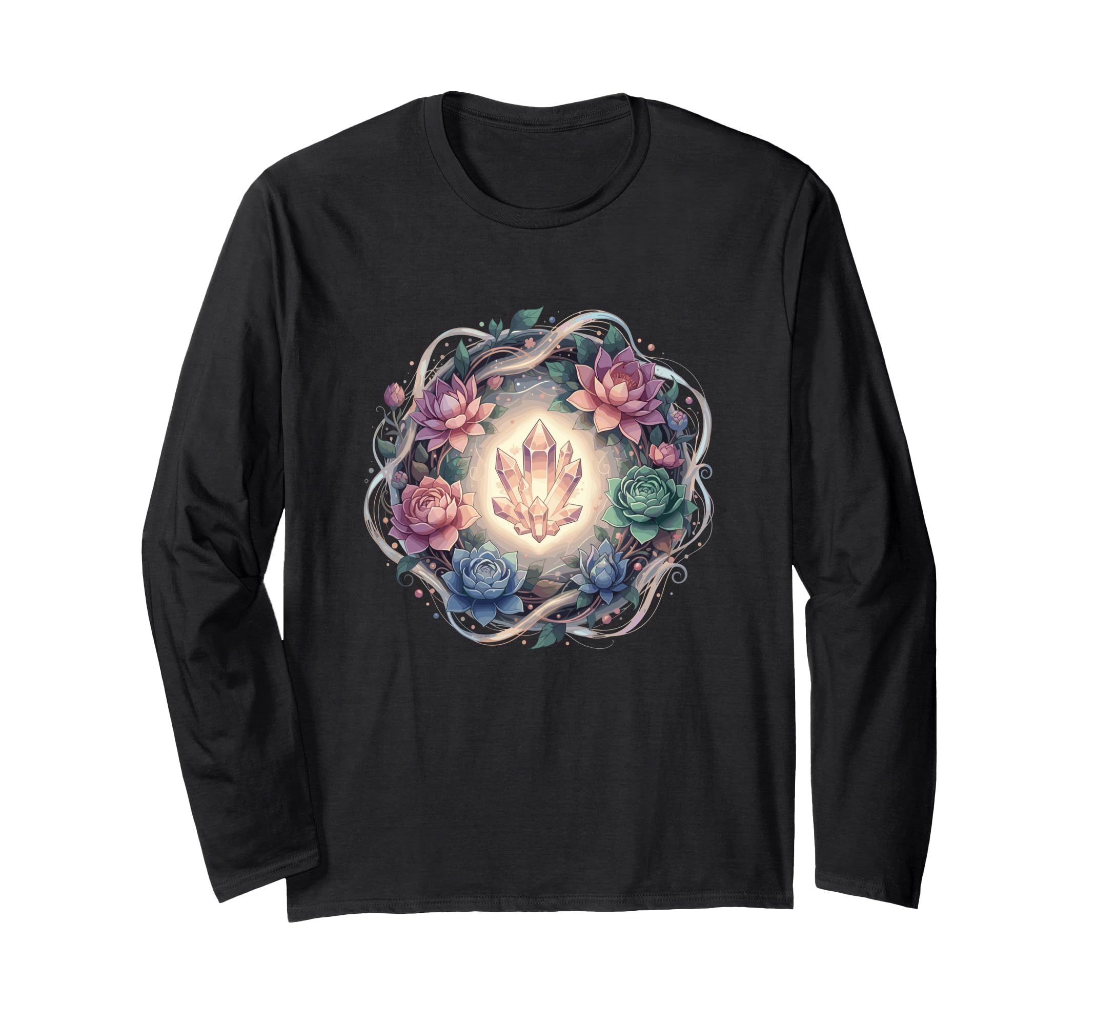 Radiant Healing Crystal Lotus T-Shirt - Aesthetic Graphic Men Women - T-Shirt, Sweatshirt, Hoodie