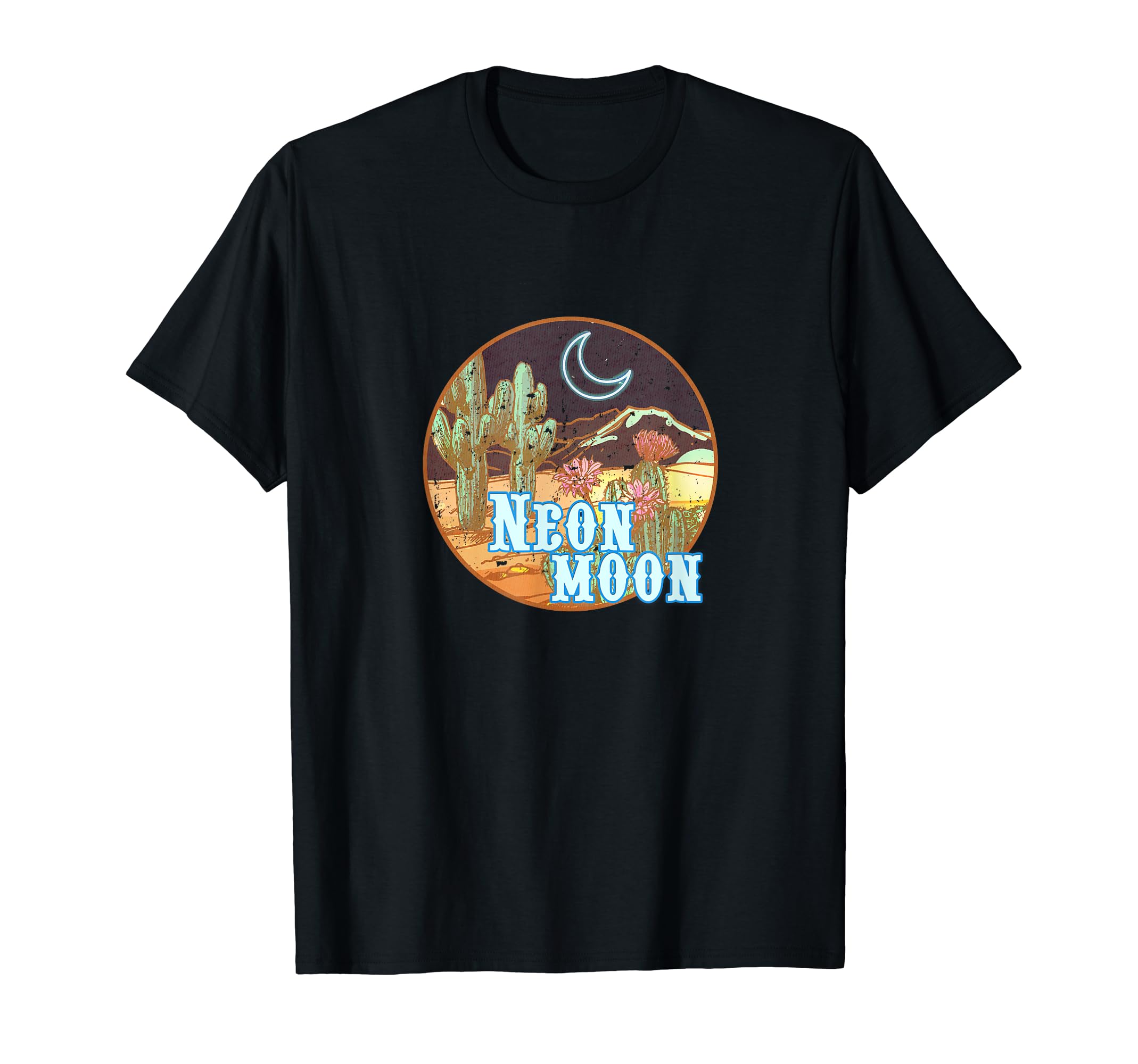 Distressed Neon Moon Western Boho T-Shirt - Fun Novelty Design Men Women - T-Shirt, Sweatshirt, Hoodie