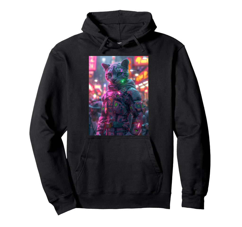 Synthwave Retrowave Cat 70S 80S Hoodie - Minimalist Print Men Women - T-Shirt, Sweatshirt, Hoodie