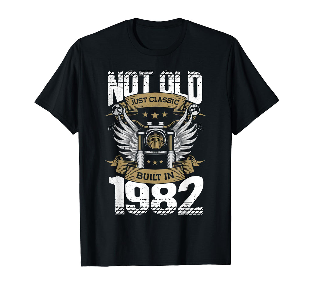 Motorcycle Biker Birthday Built 1982 T-Shirt - Aesthetic Graphic Unisex - T-Shirt, Sweatshirt, Hoodie