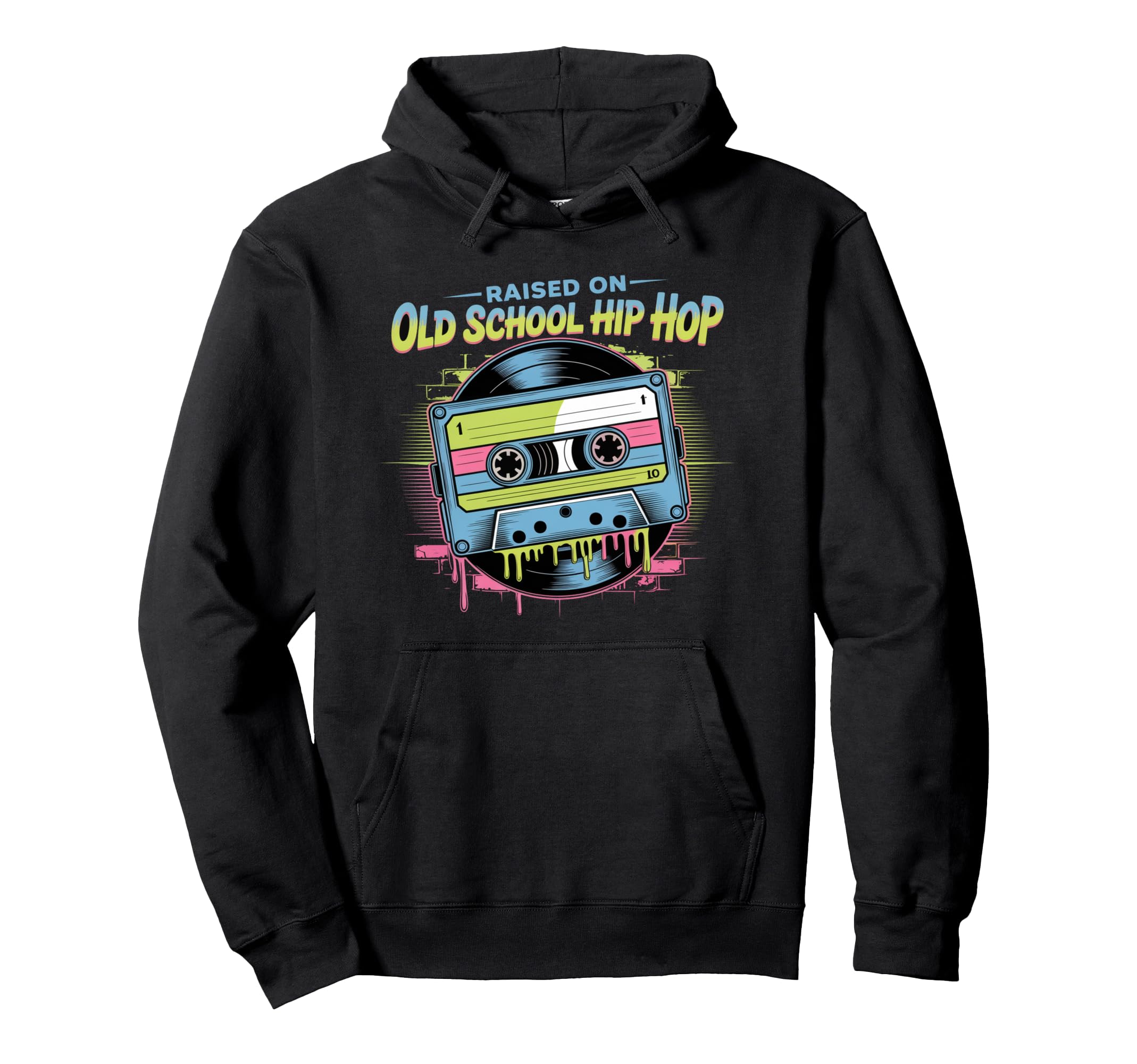 Raised Old School Hip Hop Cassette Hoodie - Fun Novelty Design for Adults - T-Shirt, Sweatshirt, Hoodie