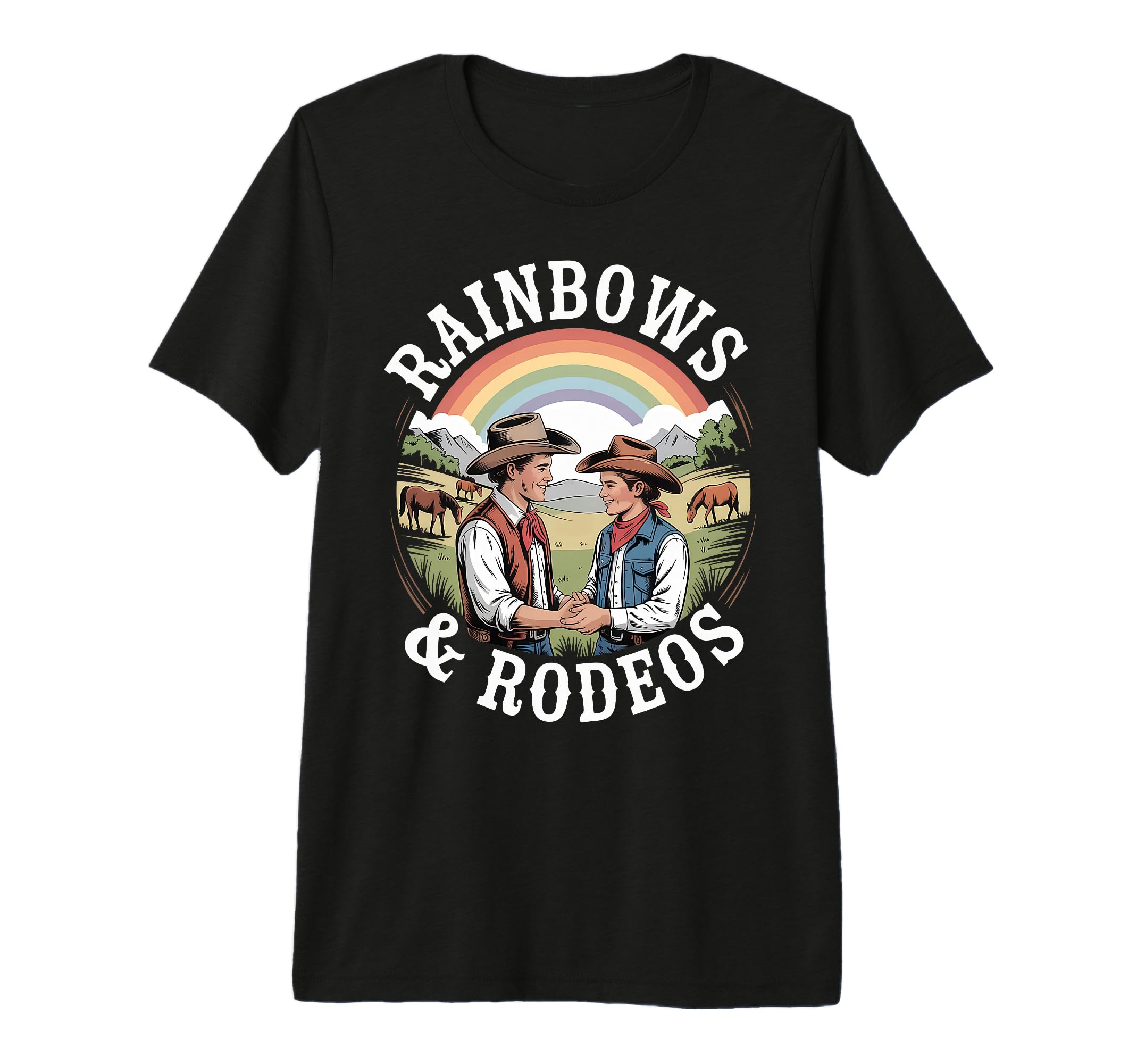 Mens Rainbows And Rodeos Lgbtq T-Shirt - Casual Everyday Wear for Adults - T-Shirt, Sweatshirt, Hoodie