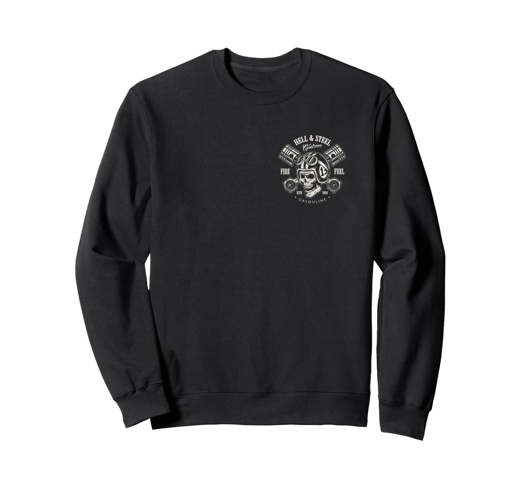 2 Sided Hell And Steel Skull Sweatshirt - Minimalist Print Men Women - T-Shirt, Sweatshirt, Hoodie